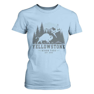 Yellowstone Bison Toss Est 2026 T Shirt For Women Funny Sarcastic Tourist National Park Badge Graphic