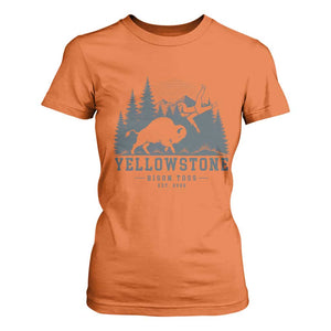 Yellowstone Bison Toss Est 2026 T Shirt For Women Funny Sarcastic Tourist National Park Badge Graphic