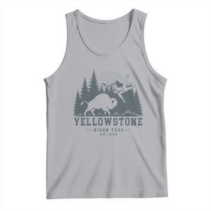 Yellowstone Bison Toss Est 2026 Tank Top Funny Sarcastic Tourist National Park Badge Graphic