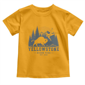 Yellowstone Bison Toss Est 2026 Toddler T Shirt Funny Sarcastic Tourist National Park Badge Graphic