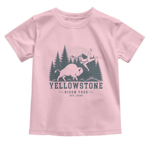 Yellowstone Bison Toss Est 2026 Toddler T Shirt Funny Sarcastic Tourist National Park Badge Graphic