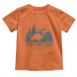 Yellowstone Bison Toss Est 2026 Toddler T Shirt Funny Sarcastic Tourist National Park Badge Graphic