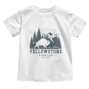 Yellowstone Bison Toss Est 2026 Toddler T Shirt Funny Sarcastic Tourist National Park Badge Graphic