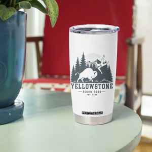 Yellowstone Bison Toss Est 2026 Tumbler Cup Funny Sarcastic Tourist National Park Badge Graphic