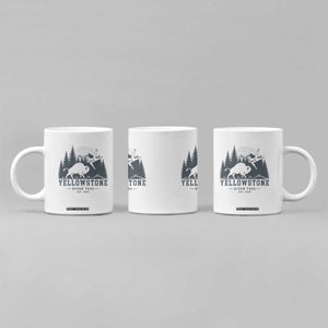 Yellowstone Bison Toss Est 2026 Coffee Mug Funny Sarcastic Tourist National Park Badge Graphic