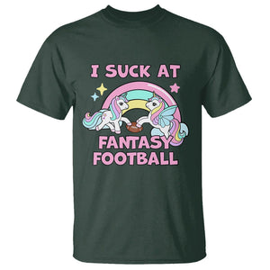 Fantasy Football T Shirt Unicorn Rainbow Funny Loser I Suck At TS02 Dark Forest Green Printyourwear
