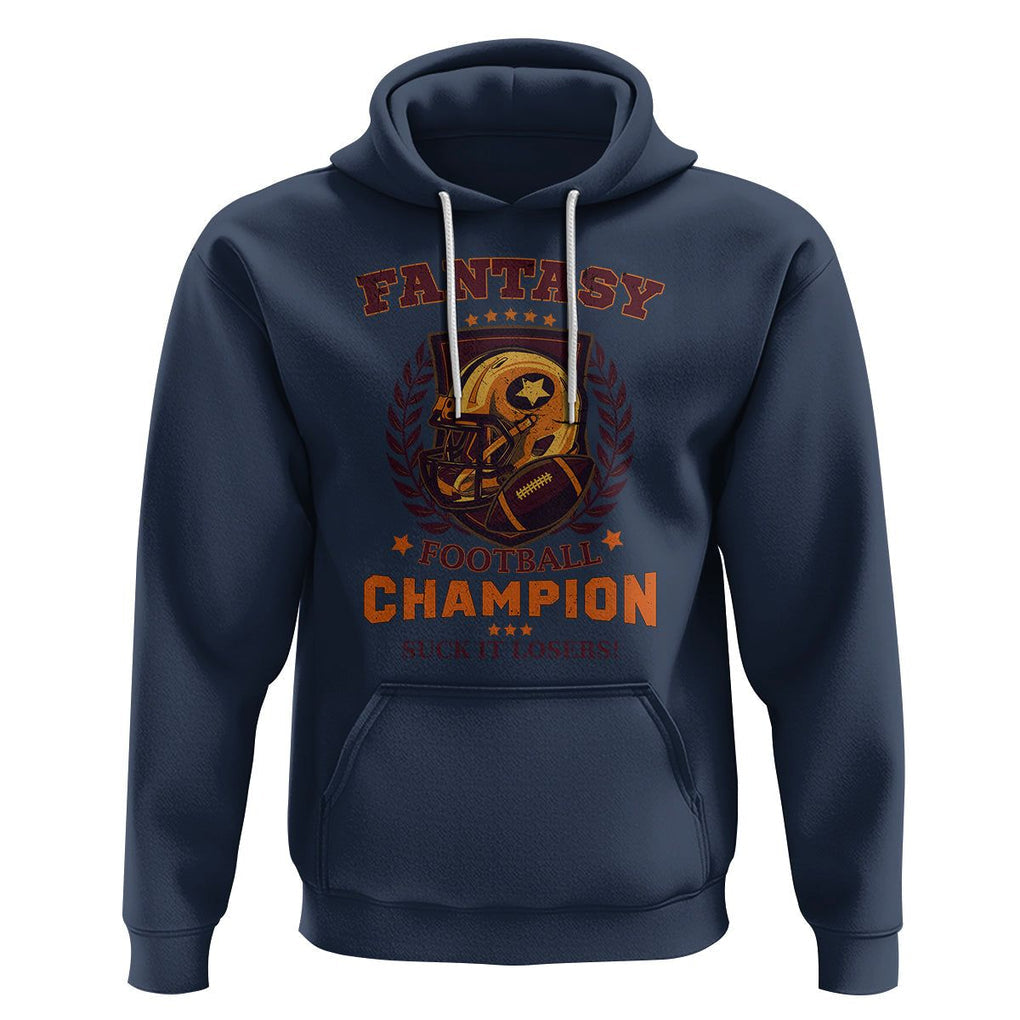 Fantasy Football Hoodie Funny Championship Champ Champion Trophy TS02 Navy Printyourwear