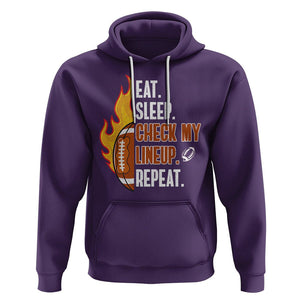 Fantasy Football Hoodie Eat Sleep Check My Lineup Repeat Player TS02 Purple Printyourwear