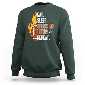 Fantasy Football Sweatshirt Eat Sleep Check My Lineup Repeat Player TS02 Dark Forest Green Printyourwear