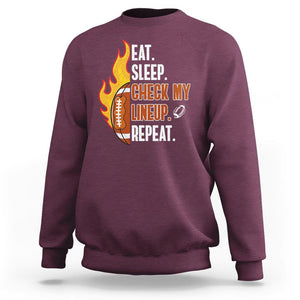 Fantasy Football Sweatshirt Eat Sleep Check My Lineup Repeat Player TS02 Maroon Printyourwear