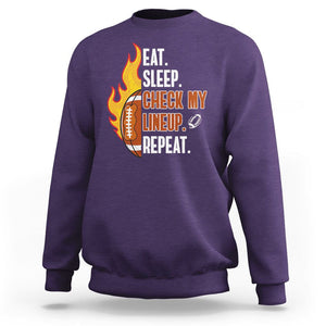 Fantasy Football Sweatshirt Eat Sleep Check My Lineup Repeat Player TS02 Purple Printyourwear
