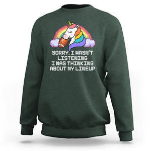 Funny Fantasy Football Sweatshirt I Wasn't Listening Think About Lineup TS02 Dark Forest Green Printyourwear