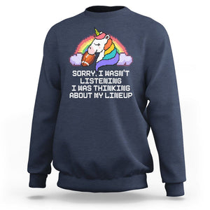 Funny Fantasy Football Sweatshirt I Wasn't Listening Think About Lineup TS02 Navy Printyourwear