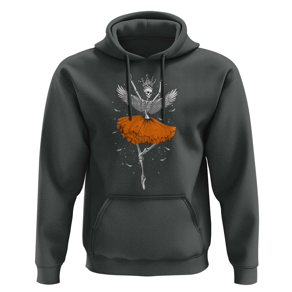 Skeleton Ballerina Tutu Ballet Dance Girl Dancing Skeleton Halloween Costume Girls Hoodie TS02 Dark Heather Print Your Wear