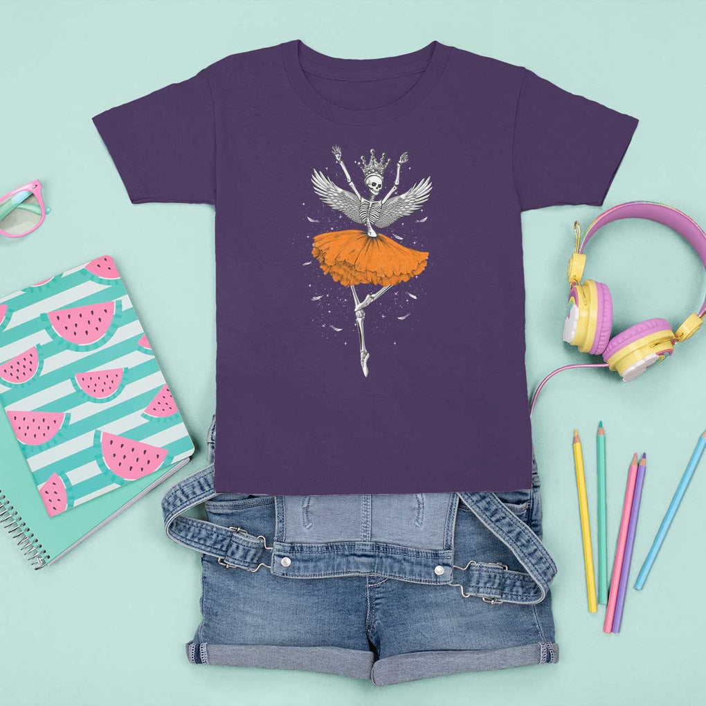 Skeleton Ballerina Tutu Ballet Dance Girl Dancing Skeleton Halloween Costume Girls T Shirt For Kid TS02 Purple Print Your Wear