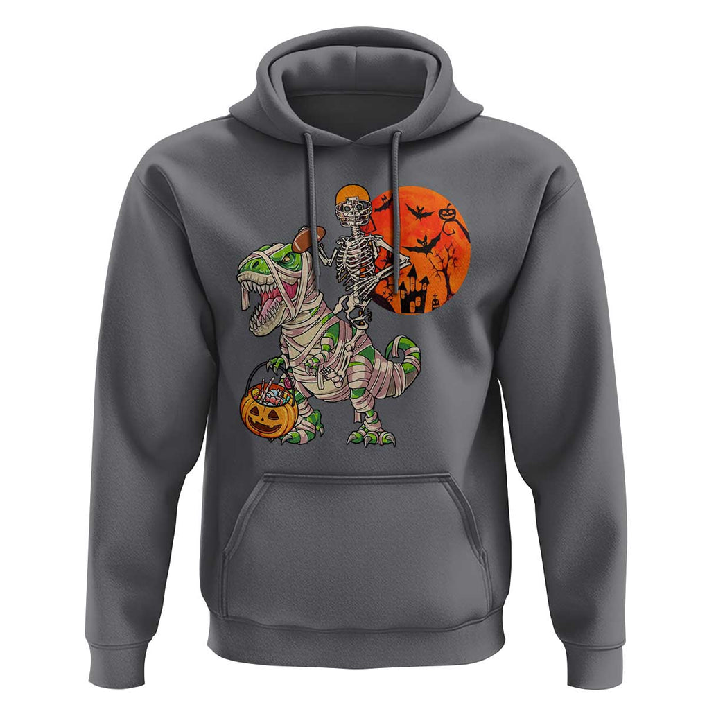 Football Skeleton Hoodie American Football Halloween Skeleton Riding Dinosaur Football Fan TS02 Charcoal Print Your Wear