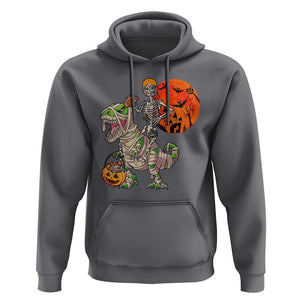 Football Skeleton Hoodie American Football Halloween Skeleton Riding Dinosaur Football Fan TS02 Charcoal Print Your Wear
