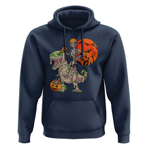 Football Skeleton Hoodie American Football Halloween Skeleton Riding Dinosaur Football Fan TS02 Navy Print Your Wear