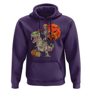 Football Skeleton Hoodie American Football Halloween Skeleton Riding Dinosaur Football Fan TS02 Purple Print Your Wear