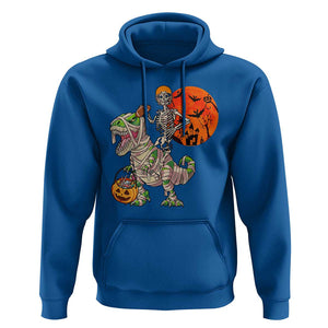 Football Skeleton Hoodie American Football Halloween Skeleton Riding Dinosaur Football Fan TS02 Royal Blue Print Your Wear