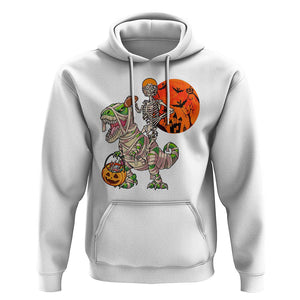 Football Skeleton Hoodie American Football Halloween Skeleton Riding Dinosaur Football Fan TS02 White Print Your Wear