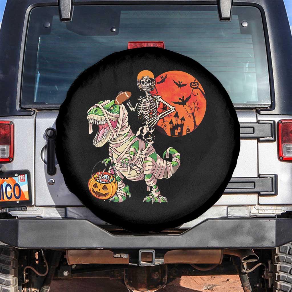 Football Skeleton Spare Tire Cover American Football Halloween Skeleton Riding Dinosaur Football Fan TS02 No hole Black Print Your Wear