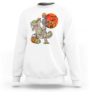 Football Skeleton Sweatshirt American Football Halloween Skeleton Riding Dinosaur Football Fan TS02 White Print Your Wear