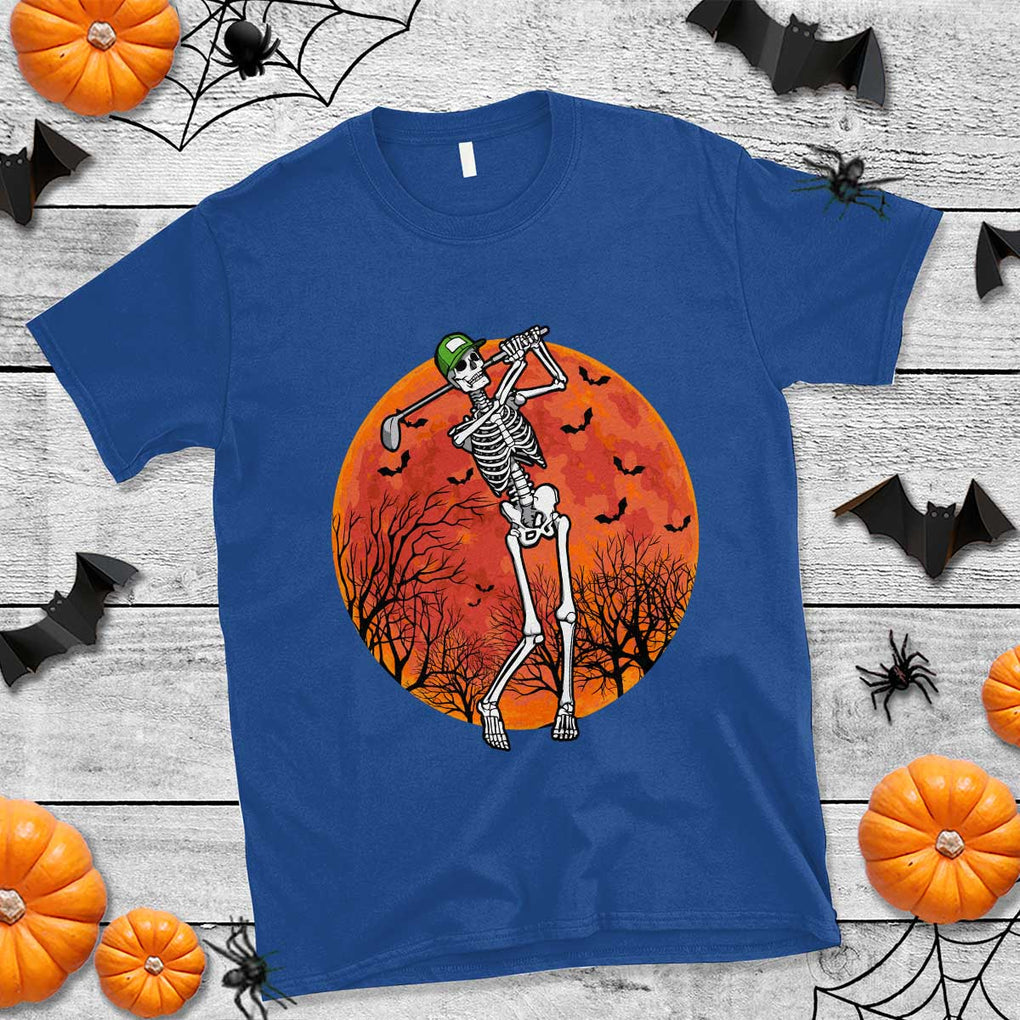 Golfing Skeleton T Shirt Funny Golf Skeleton Golf Lover Golfer Halloween Costume TS02 Royal Blue Print Your Wear