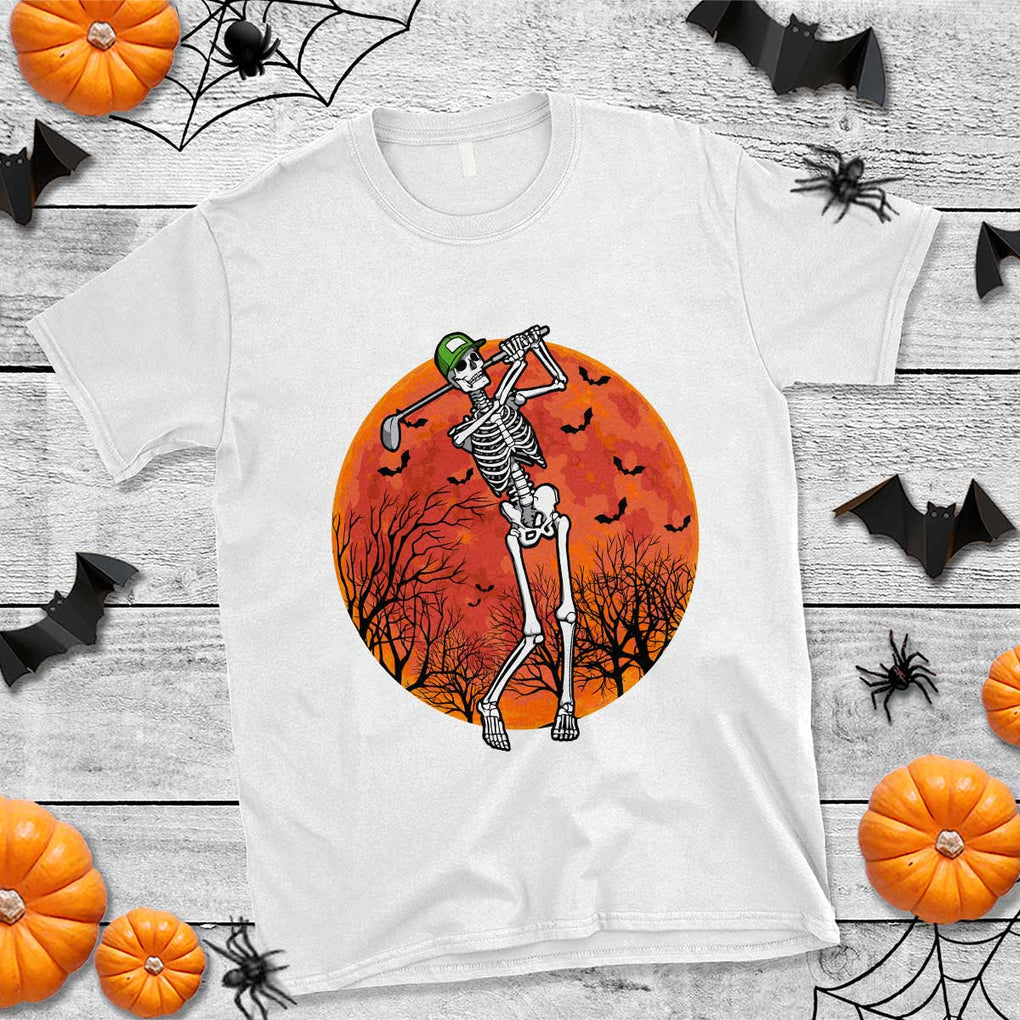 Golfing Skeleton T Shirt Funny Golf Skeleton Golf Lover Golfer Halloween Costume TS02 White Print Your Wear