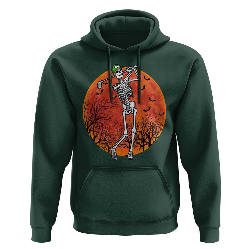Golfing Skeleton Hoodie Funny Golf Skeleton Golf Lover Golfer Halloween Costume TS02 Dark Forest Green Print Your Wear