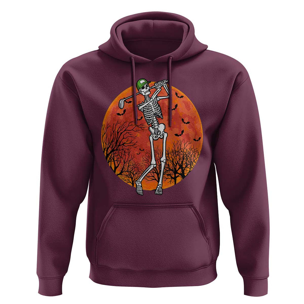 Golfing Skeleton Hoodie Funny Golf Skeleton Golf Lover Golfer Halloween Costume TS02 Maroon Print Your Wear