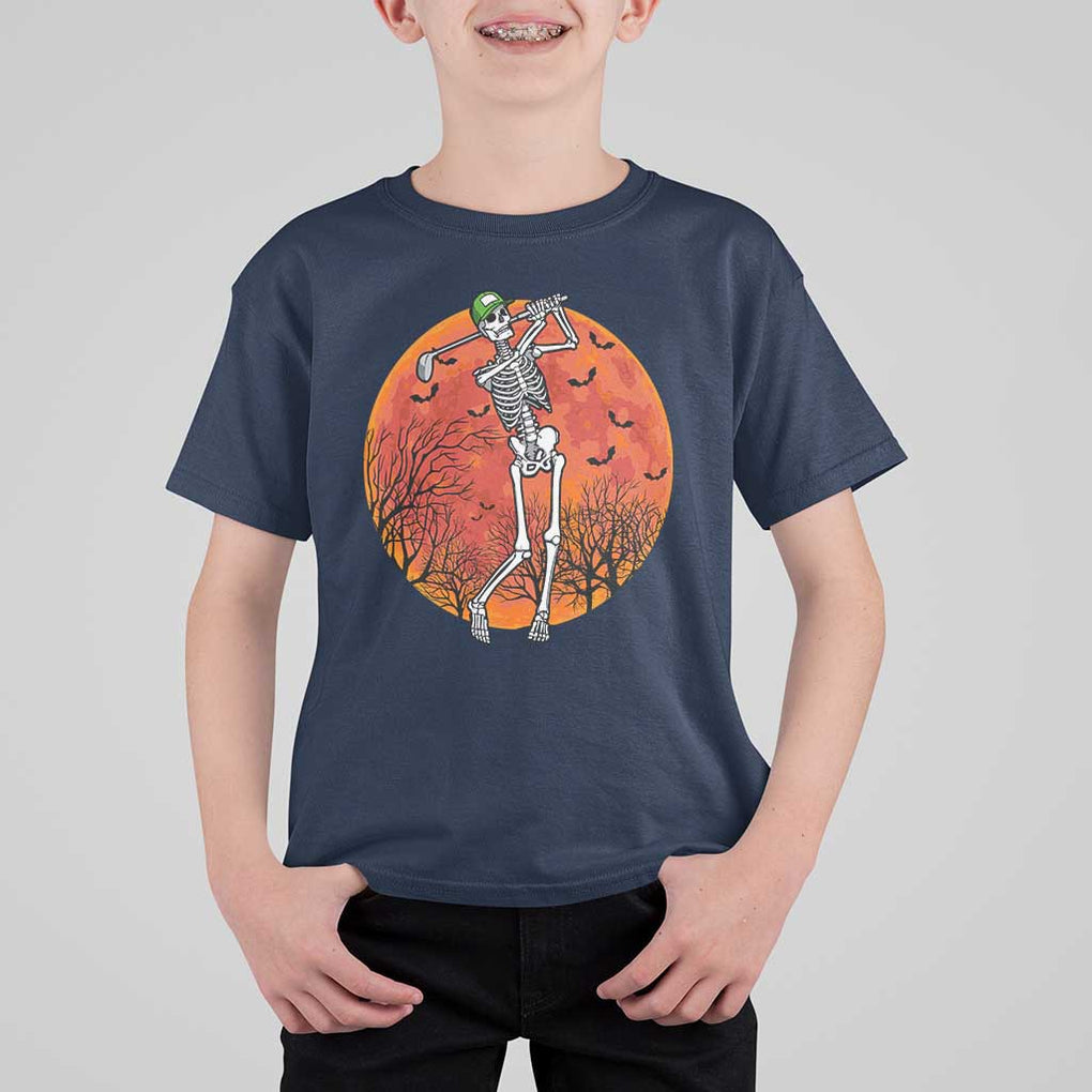 Golfing Skeleton T Shirt For Kid Funny Golf Skeleton Golf Lover Golfer Halloween Costume TS02 Navy Print Your Wear