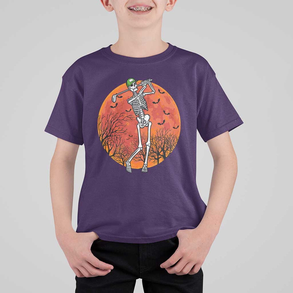 Golfing Skeleton T Shirt For Kid Funny Golf Skeleton Golf Lover Golfer Halloween Costume TS02 Purple Print Your Wear