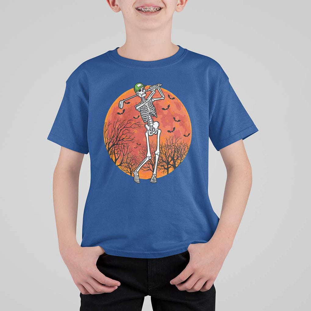 Golfing Skeleton T Shirt For Kid Funny Golf Skeleton Golf Lover Golfer Halloween Costume TS02 Royal Blue Print Your Wear