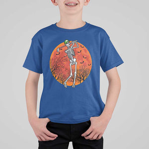 Golfing Skeleton T Shirt For Kid Funny Golf Skeleton Golf Lover Golfer Halloween Costume TS02 Royal Blue Print Your Wear