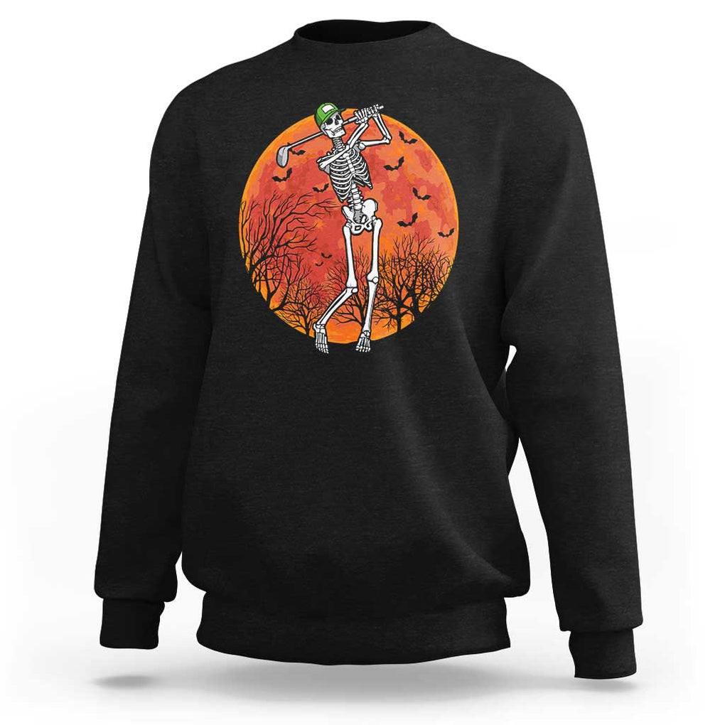 Golfing Skeleton Sweatshirt Funny Golf Skeleton Golf Lover Golfer Halloween Costume TS02 Black Print Your Wear