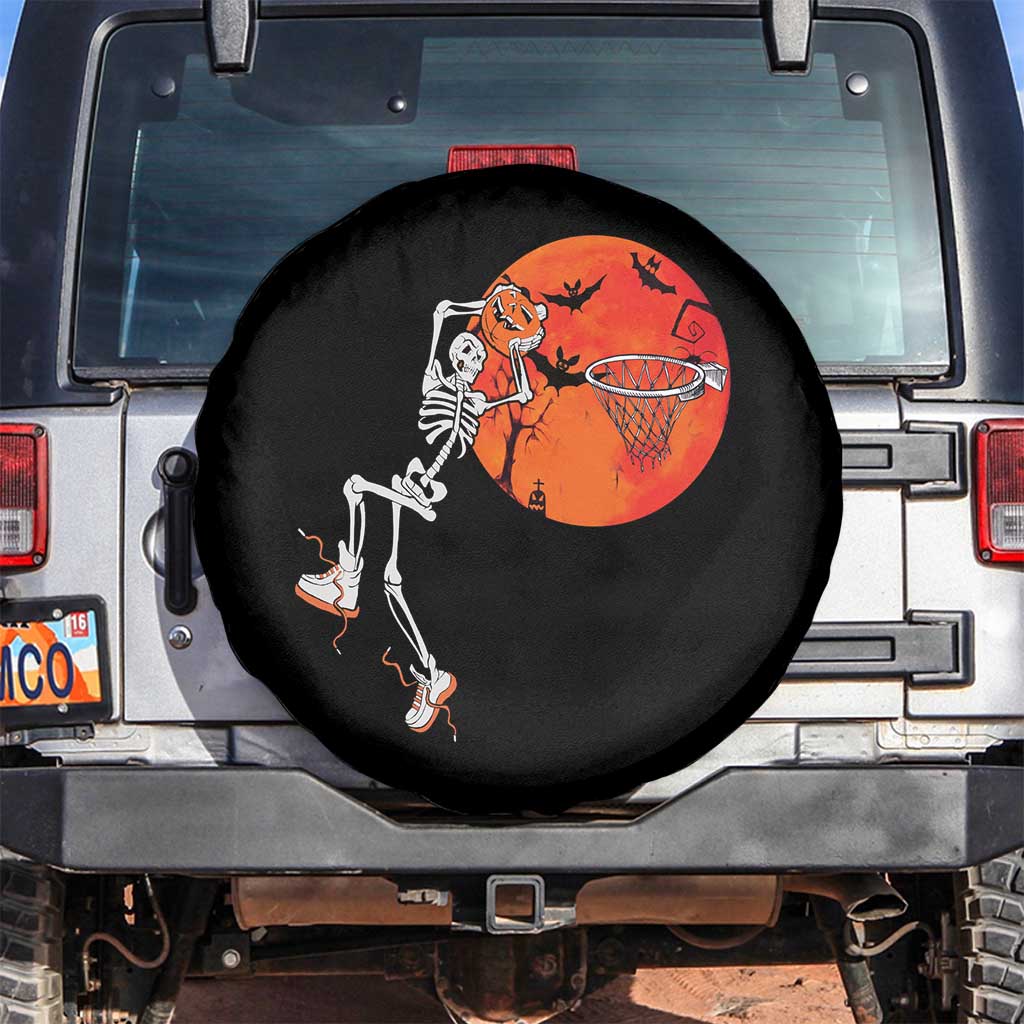 Basketball Skeleton Spare Tire Cover Halloween Basketball Lover Scary Night TS02 No hole Black Print Your Wear