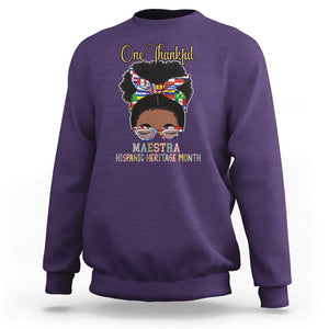 Hispanic Teacher Sweatshirt One Thankful Maestra Hispanic Heritage Month Latina Countries Flags TS02 Purple Printyourwear