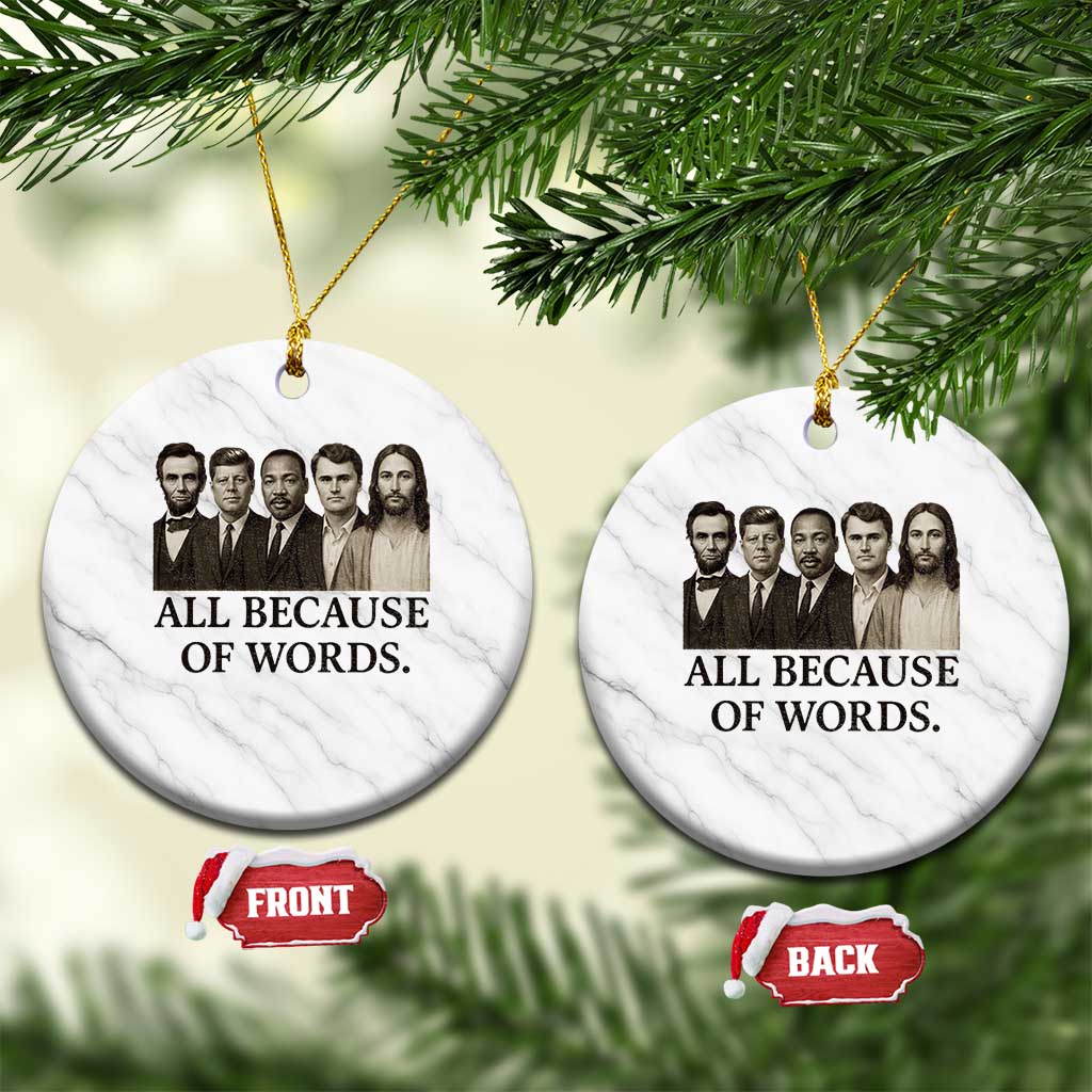 All Because of Words Ceramic Ornament Tribute to Truth Tellers Freedom Defender TS02 1pc White Marble Print Your Wear