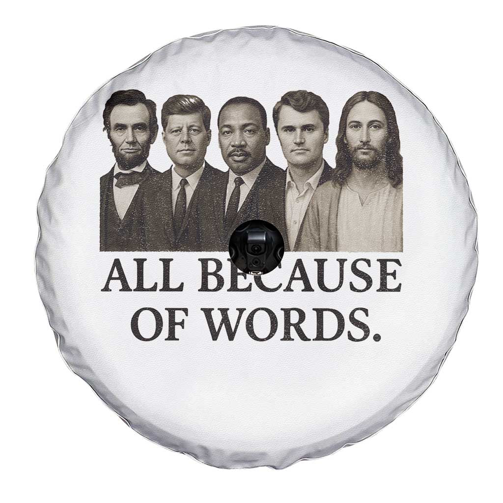 All Because of Words Spare Tire Cover Tribute to Truth Tellers Freedom Defender TS02 Print Your Wear