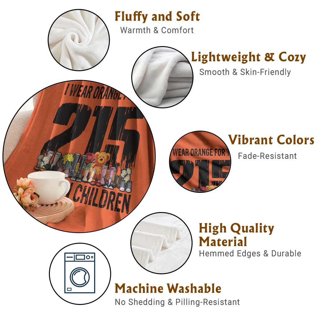 I Wear Orange For The 215 Stolen Children Throw Blanket Native Child Tribute 215 Memorial Awareness TS02 Print Your Wear