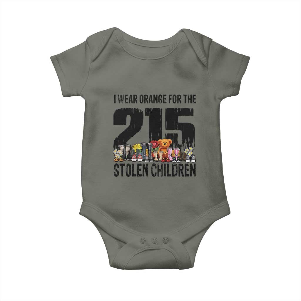 I Wear Orange For The 215 Stolen Children Baby Onesie Native Child Tribute 215 Memorial Awareness TS02 Military Green Print Your Wear