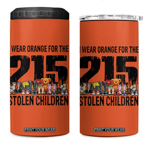 I Wear Orange For The 215 Stolen Children 4 in 1 Can Cooler Tumbler Native Child Tribute 215 Memorial Awareness TS02 One Size: 16 oz Orange Print Your Wear