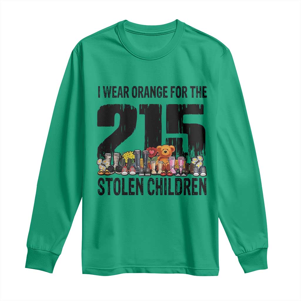 I Wear Orange For The 215 Stolen Children Long Sleeve Shirt Native Child Tribute 215 Memorial Awareness TS02 Irish Green Print Your Wear