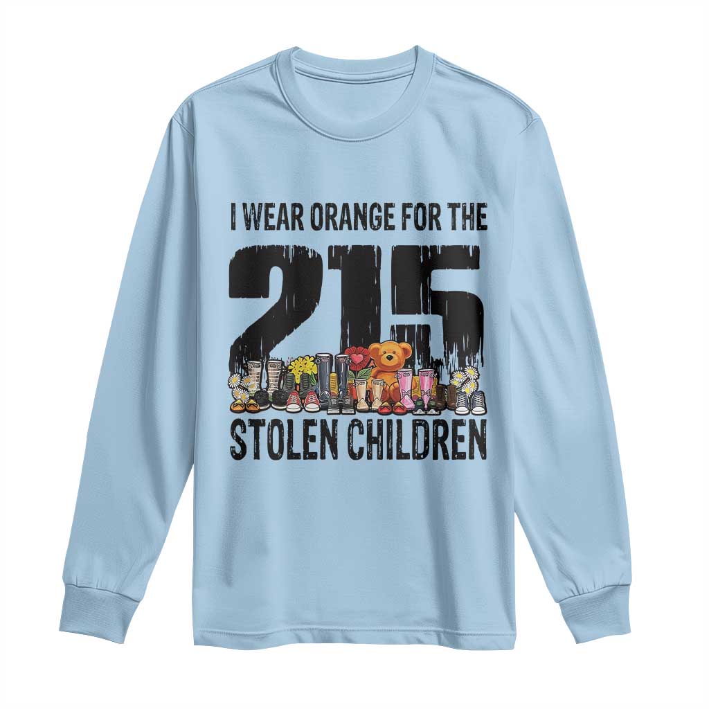I Wear Orange For The 215 Stolen Children Long Sleeve Shirt Native Child Tribute 215 Memorial Awareness TS02 Light Blue Print Your Wear