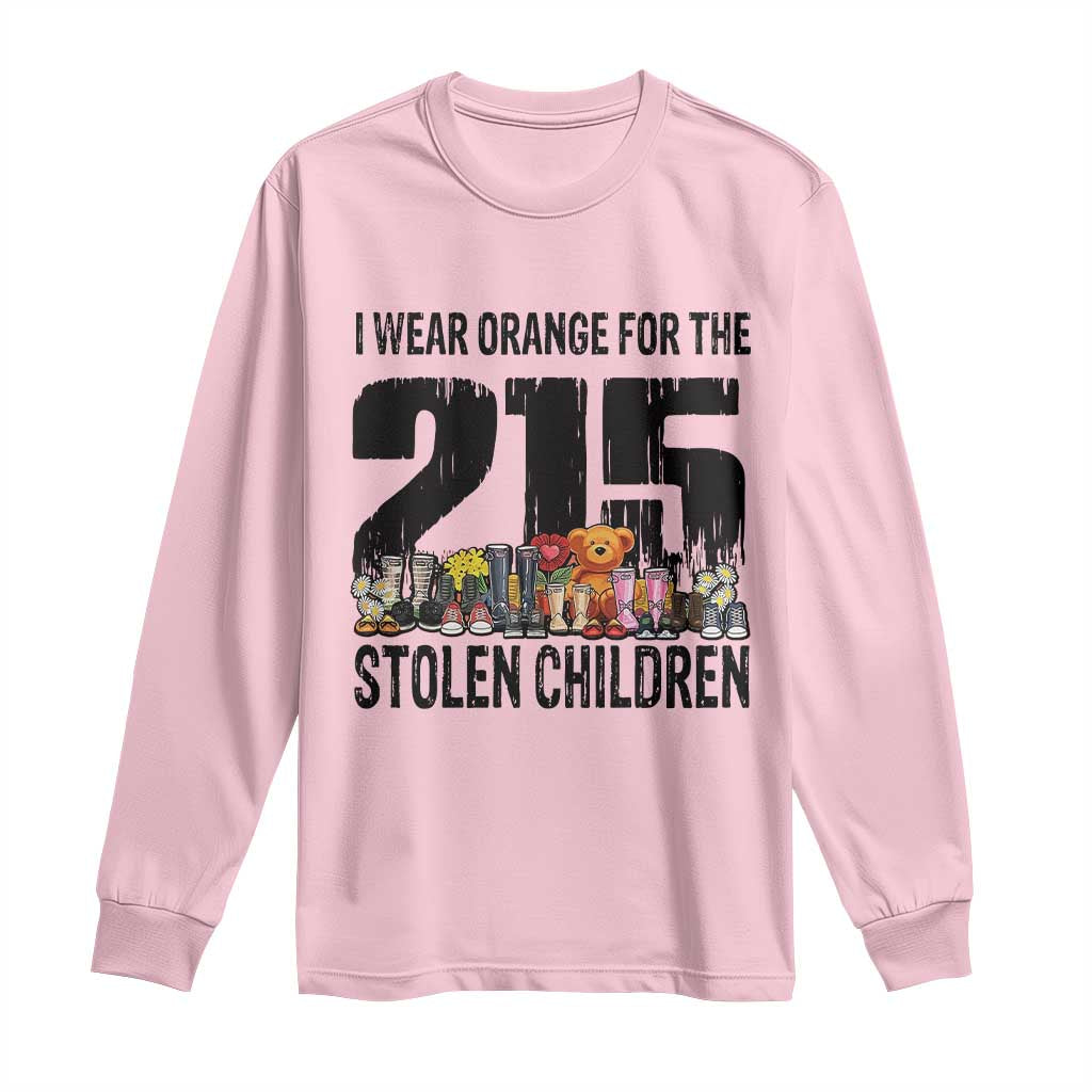 I Wear Orange For The 215 Stolen Children Long Sleeve Shirt Native Child Tribute 215 Memorial Awareness TS02 Light Pink Print Your Wear