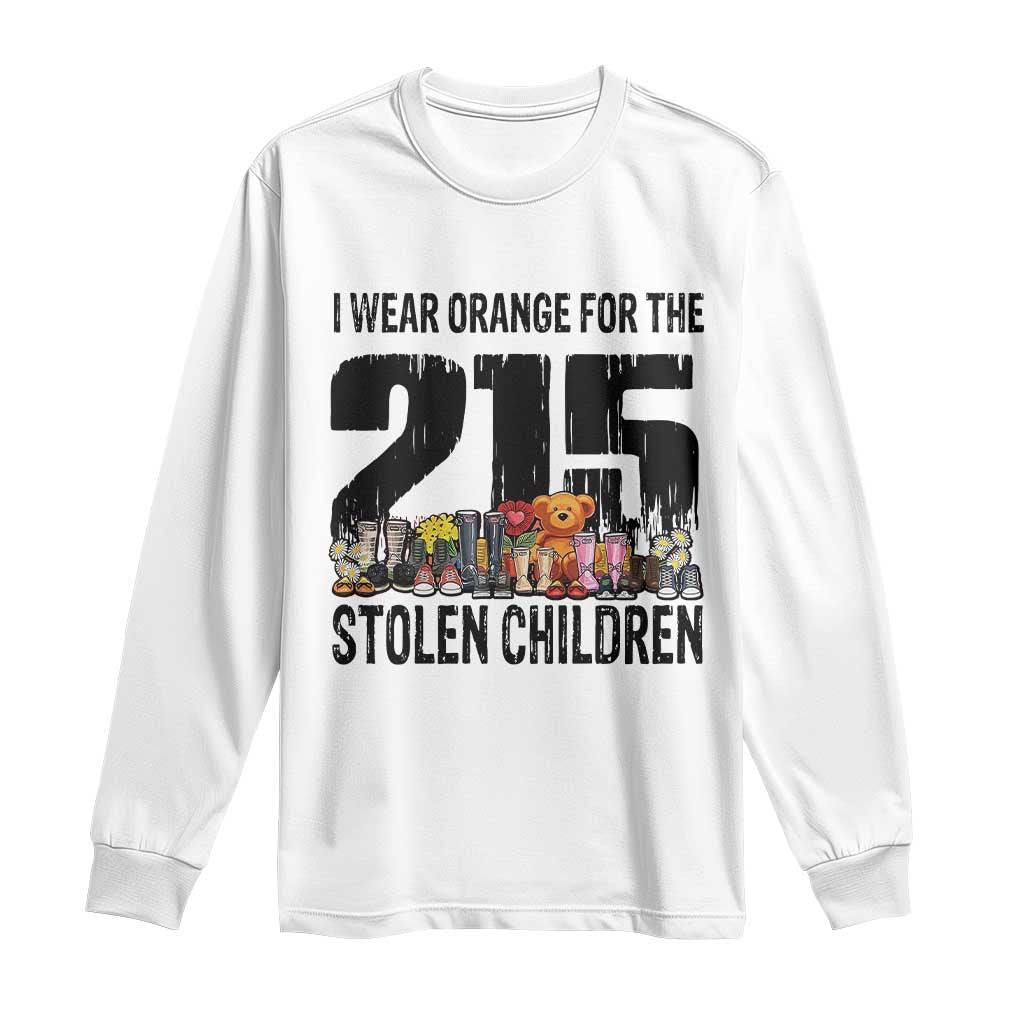 I Wear Orange For The 215 Stolen Children Long Sleeve Shirt Native Child Tribute 215 Memorial Awareness TS02 White Print Your Wear