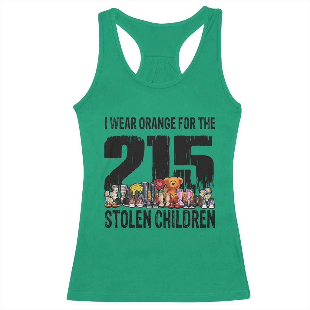 I Wear Orange For The 215 Stolen Children Racerback Tank Top Native Child Tribute 215 Memorial Awareness TS02 Irish Green Print Your Wear