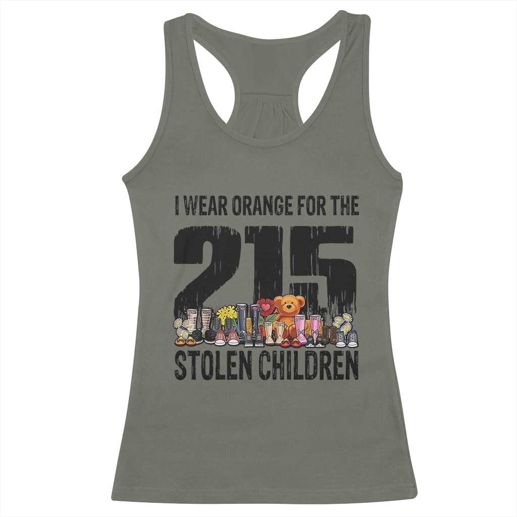 I Wear Orange For The 215 Stolen Children Racerback Tank Top Native Child Tribute 215 Memorial Awareness TS02 Military Green Print Your Wear