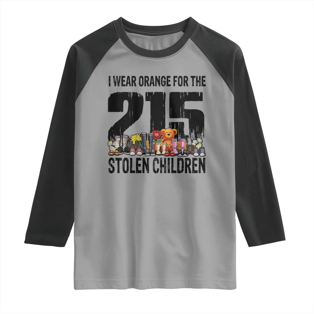 I Wear Orange For The 215 Stolen Children Raglan Shirt Native Child Tribute 215 Memorial Awareness TS02 Sport Gray Black Print Your Wear